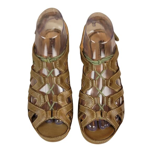 Pikolinos Java Caged Lace Up Open Toe Sandals Brown Leather Women's 38 EU‎ 7 - Picture 1 of 11